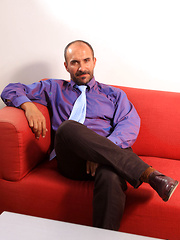 Mature man from office ready for hard action