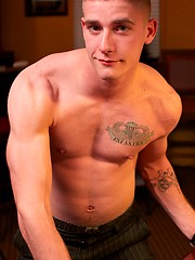 Straight army boy showing his long love tool