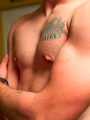 Straight army boy showing his long love tool