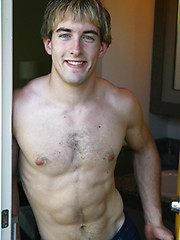 Cute frat jock posing outdoors