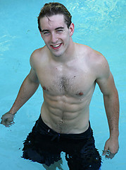 Cute frat jock posing outdoors