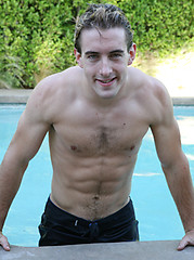 Cute frat jock posing outdoors