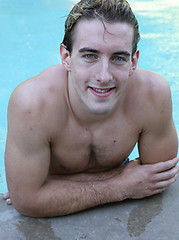Cute frat jock posing outdoors