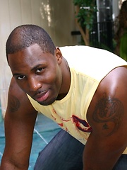 Straight black guy shows his biceps