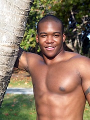 Young black stud demonstrates his athletic body