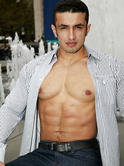 Brunette guy showing his perfect latin body