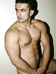 Brunette guy showing his perfect latin body