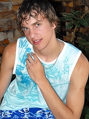 Straight euro boy posing on the backyard