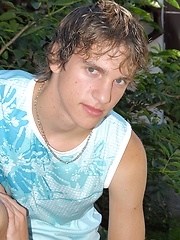 Straight euro boy posing on the backyard