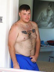 Pocket cub Leo Stone shows off his furry body and his thick, pierced cock in this fantasy solo photo shoot