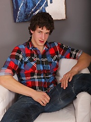 Gorgeous Scott Haux busts a nut onto his smooth chest.